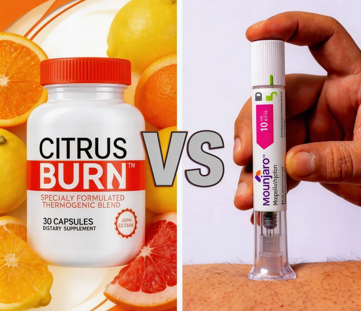 Citrus Burn compared with Mounjaro in a side-by-side visual