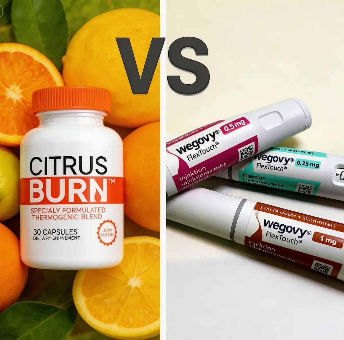 Citrus Burn compared with Wegovy in a side-by-side visual